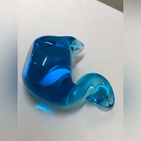 Vintage Mid Century Clear Blue Pinched Blown Glass Art Swan Murano Paperweight - Picture 15 of 15
